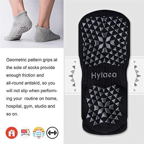 Hylaea Unisex ללא גרבי אחיזה ליוגה, בית חולים, פילאטיס, Barre | קרסול, מרופד